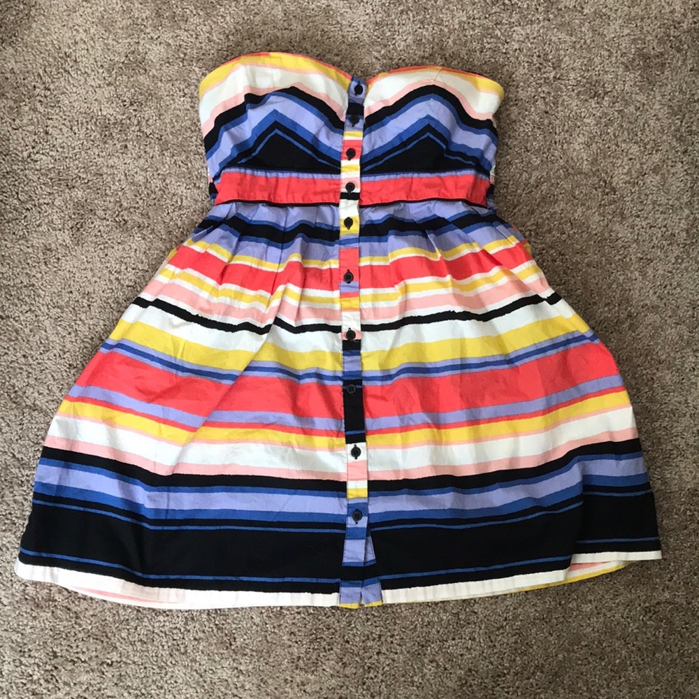 Colorful stripped strapless dress